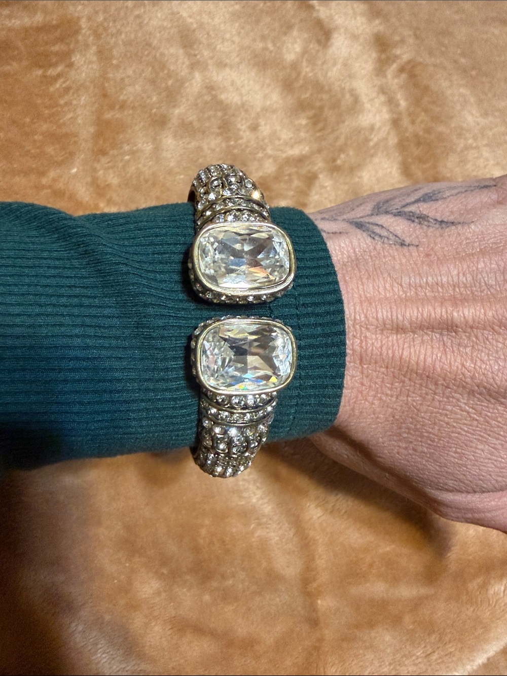 Heidi Daus Crystal-Embellished Open Cuff Bracelet in Silver and Clear